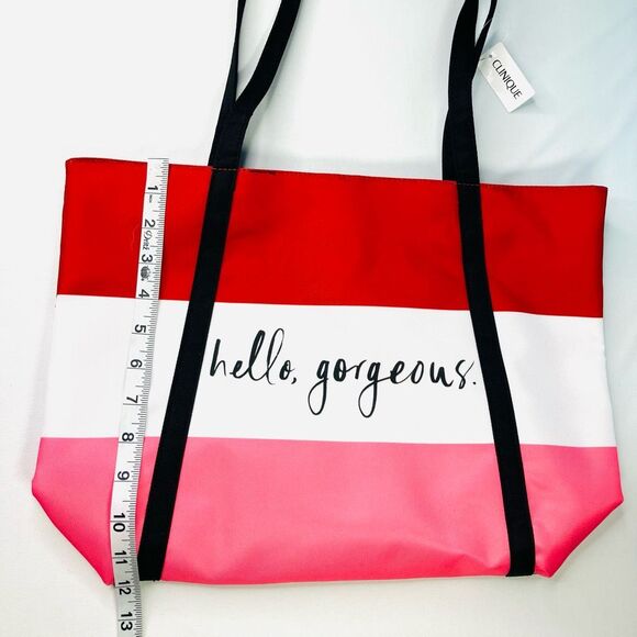 Clinique x Kate Spade “Hello, Gorgeous” Tote Bag – Pink & Red Stripe - Picture 6 of 8
